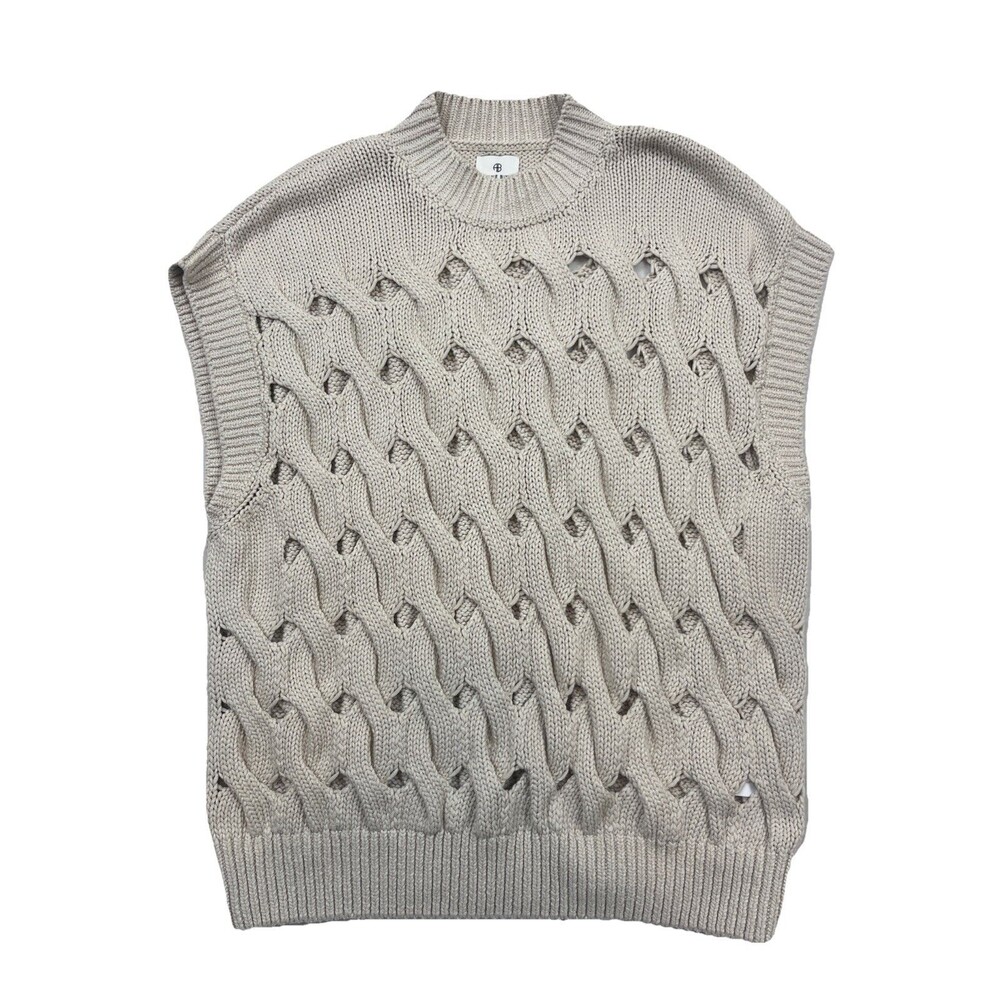 Anine Bing Dray Open Knit Sweater Vest Sleeveless Cable Knit Sz M